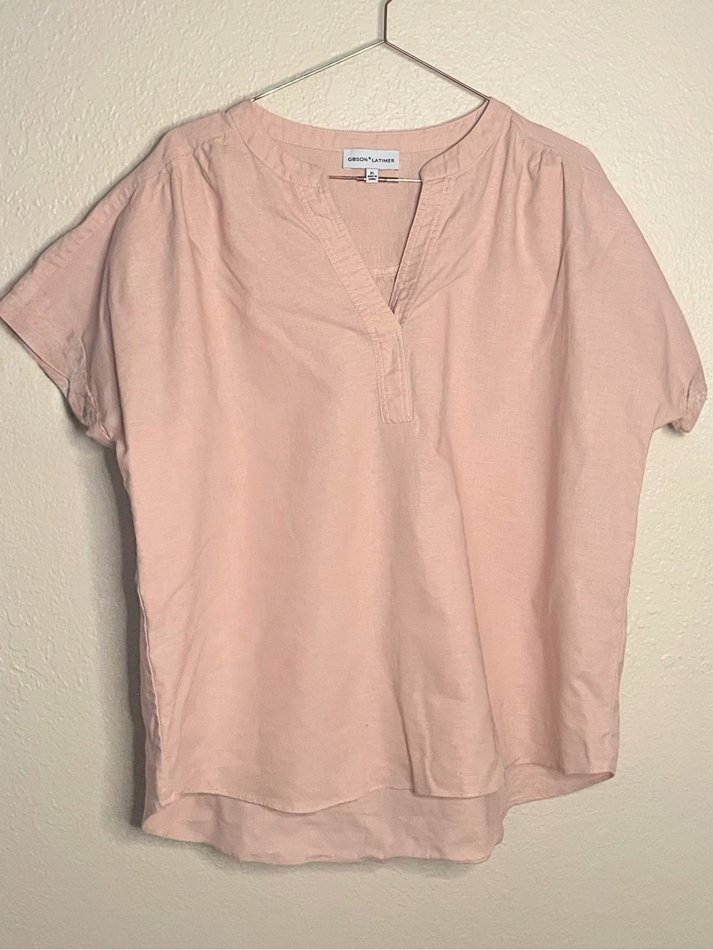 Gibson Latimer Pink Linen Cotton Blouse XL